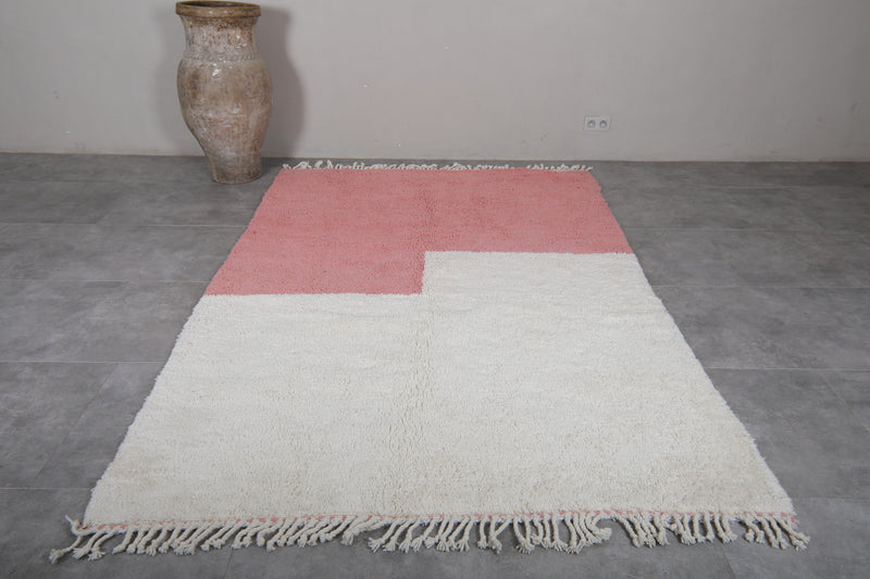 Pink Moroccan Rug - 6 x 9 Feet | Handcrafted Two-Tone Wool Carpet