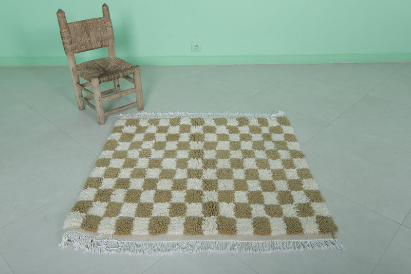 Checkered Beni Ourain Rug - 3.5 x 3.3 Feet