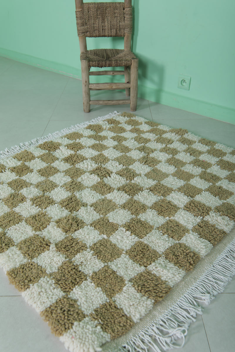 Checkered Beni Ourain Rug - 3.5 x 3.3 Feet