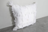 Fringed White Moroccan Pillow | 17.3x20 Inches Boho Decor