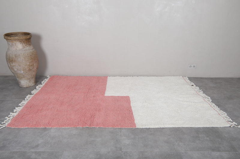 Pink Moroccan Rug - 6 x 9 Feet | Handcrafted Two-Tone Wool Carpet