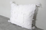 Fringed White Moroccan Pillow | 17.3x20 Inches Boho Decor