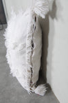 Fringed White Moroccan Pillow | 17.3x20 Inches Boho Decor