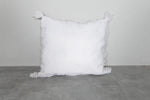 Fringed White Moroccan Pillow | 17.3x20 Inches Boho Decor