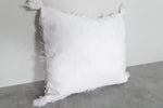 Fringed White Moroccan Pillow | 17.3x20 Inches Boho Decor