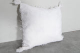 Fringed White Moroccan Pillow | 17.3x20 Inches Boho Decor