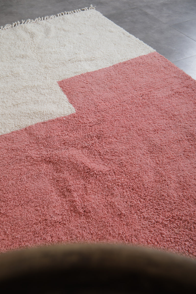 Pink Moroccan Rug - 6 x 9 Feet | Handcrafted Two-Tone Wool Carpet