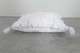 Fringed White Moroccan Pillow | 17.3x20 Inches Boho Decor