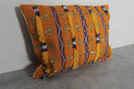 Handmade Moroccan Berber Pillow | 14.9x19.2 Inches Orange Sequin Decor