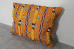 Handmade Moroccan Berber Pillow | 14.9x19.2 Inches Orange Sequin Decor