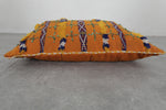 Handmade Moroccan Berber Pillow | 14.9x19.2 Inches Orange Sequin Decor