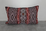 Moroccan Tribal Pillow | 13.7x22.4 Inches Boho Red & Black Design