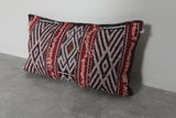 Moroccan Tribal Pillow | 13.7x22.4 Inches Boho Red & Black Design