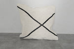 Modern Moroccan Pillow | 17.7x18.1 Inches White with Black Cross Lines