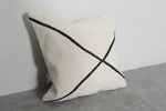 Modern Moroccan Pillow | 17.7x18.1 Inches White with Black Cross Lines