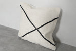 Modern Moroccan Pillow | 17.7x18.1 Inches White with Black Cross Lines