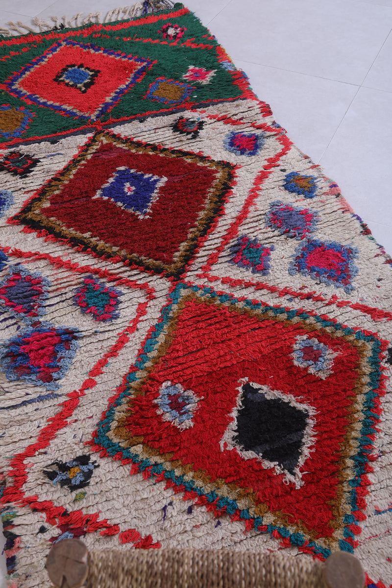 Moroccan berber rug 3 X 7.5 Feet - Boucherouite Rugs