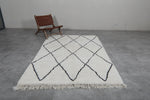 Classic Moroccan Rug - 5.4 x 8.3 ft | White with Black Diamond Pattern