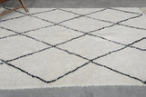 Classic Moroccan Rug - 5.4 x 8.3 ft | White with Black Diamond Pattern