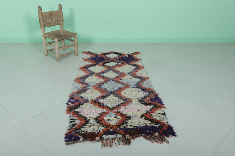 Moroccan Boucherouite Rug - Vibrant Handwoven Design | 2.5 x 5.6 Ft