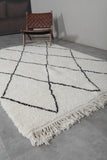 Classic Moroccan Rug - 5.4 x 8.3 ft | White with Black Diamond Pattern