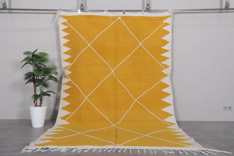 Moroccan Rug 6.2x9.7 FT - Bold Yellow Handwoven Design