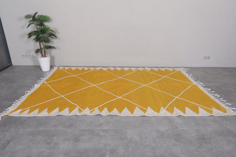 Moroccan Rug 6.2x9.7 FT - Bold Yellow Handwoven Design