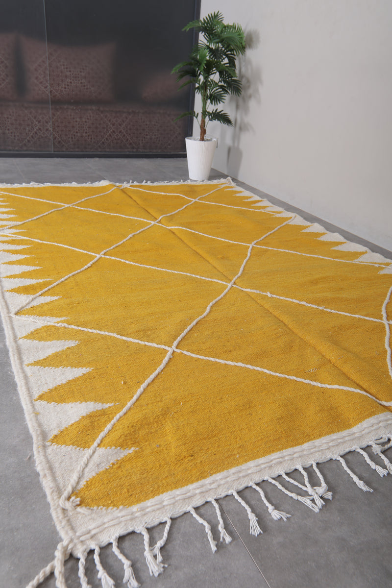 Moroccan Rug 6.2x9.7 FT - Bold Yellow Handwoven Design