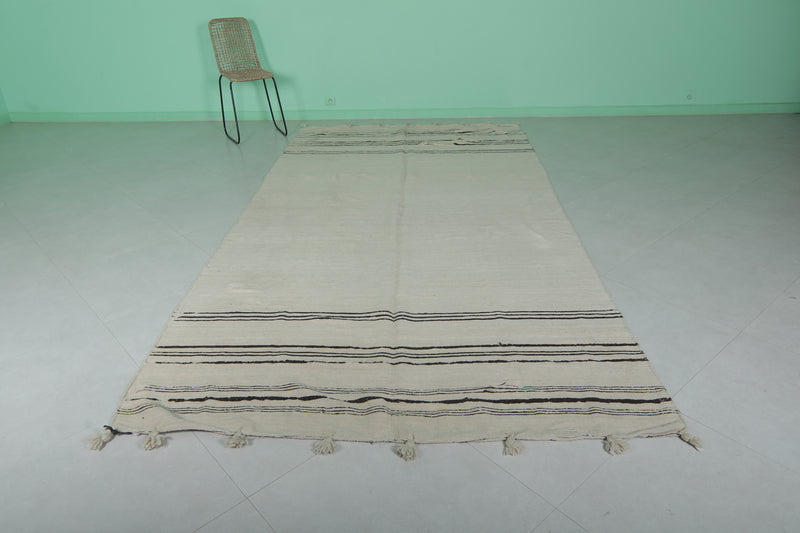 Handwoven Moroccan Rug - Black Striped 6 x 11.7 ft | Bohemian Elegance