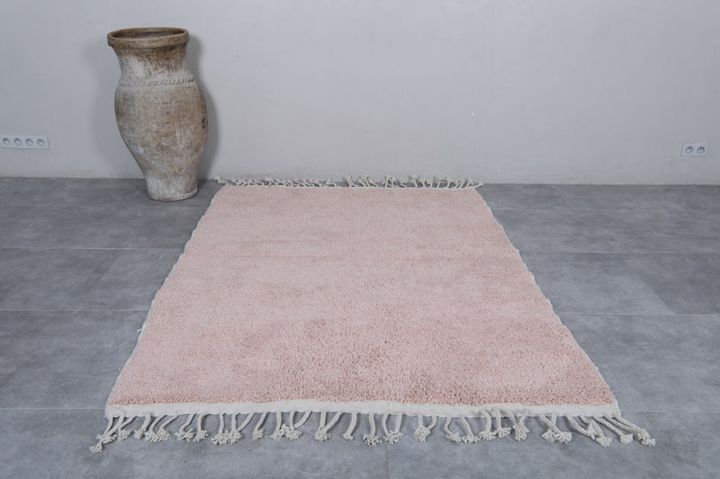 Moroccan Berber Rug - Handwoven 5.2 x 7.1 Feet | Soft Pink Wool Design