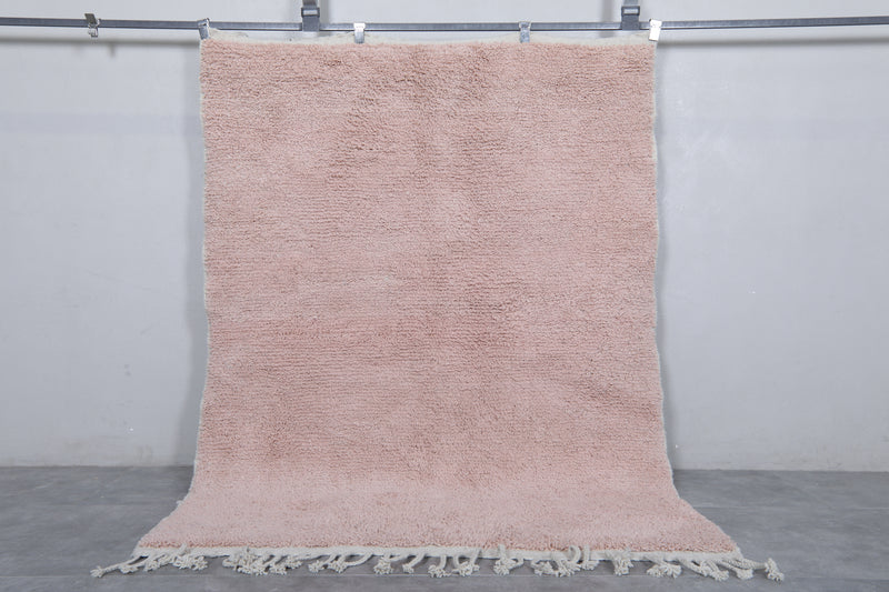 Moroccan Berber Rug - Handwoven 5.2 x 7.1 Feet | Soft Pink Wool Design