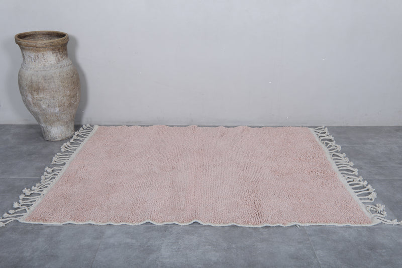 Moroccan Berber Rug - Handwoven 5.2 x 7.1 Feet | Soft Pink Wool Design