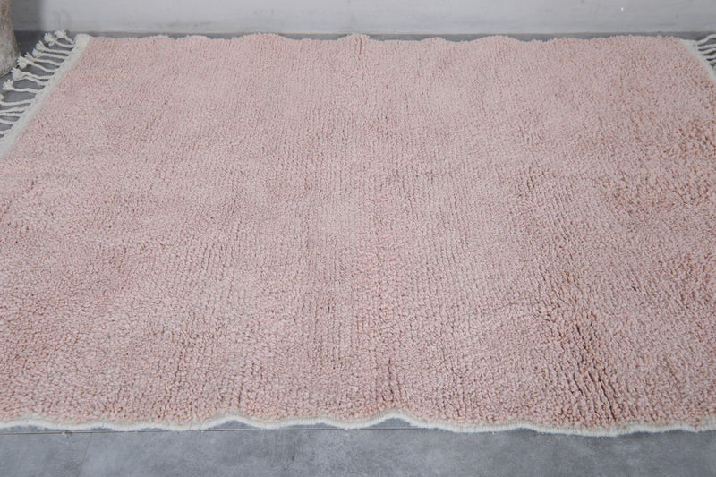 Moroccan Berber Rug - Handwoven 5.2 x 7.1 Feet | Soft Pink Wool Design