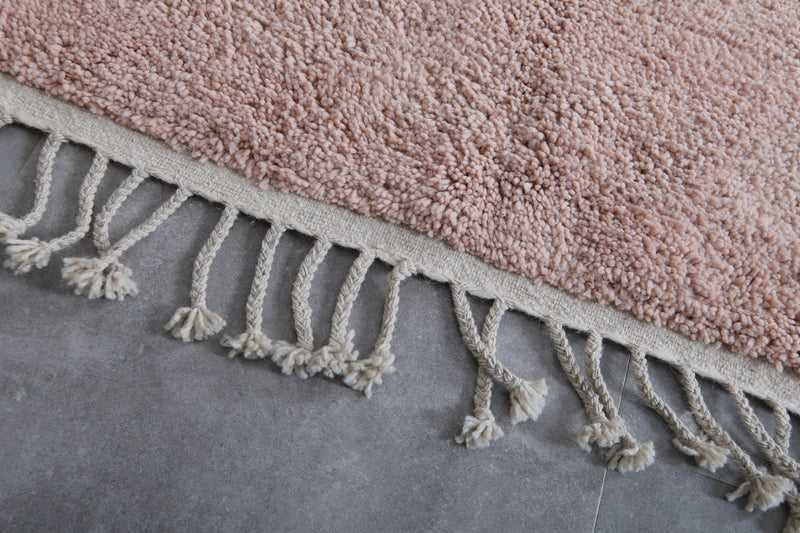 Moroccan Berber Rug - Handwoven 5.2 x 7.1 Feet | Soft Pink Wool Design