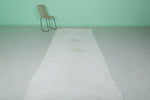 Vintage white moroccan runner rug 4.2 FT X 12.4 FT