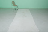 Vintage white moroccan runner rug 4.2 FT X 12.4 FT