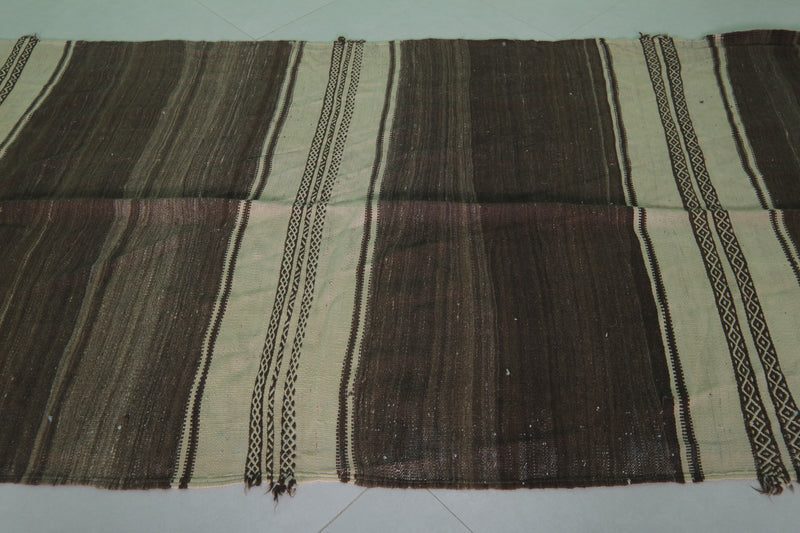 Handwoven Kilim 4.2 FT X 10.7 FT - Elegant Brown Tones