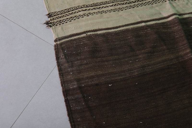 Handwoven Kilim 4.2 FT X 10.7 FT - Elegant Brown Tones