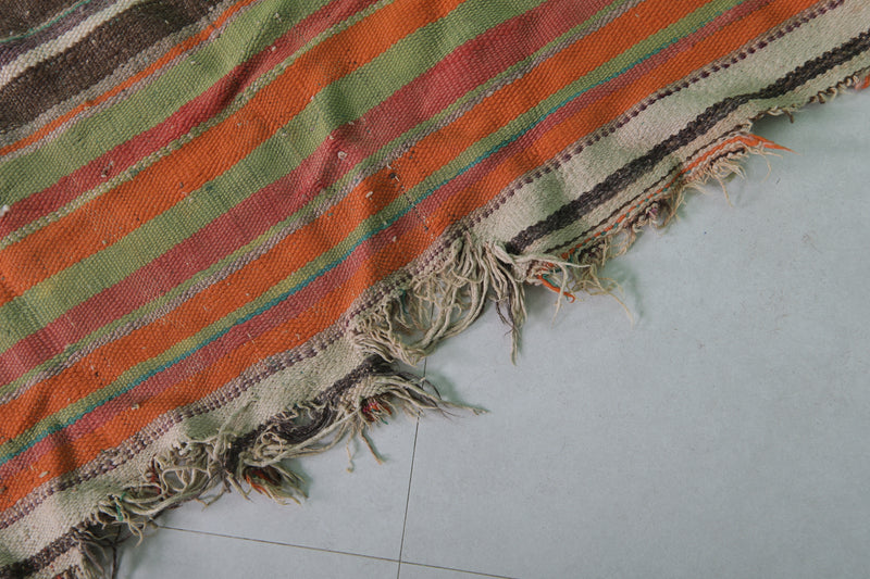 Handwoven Kilim Rug 5.1 FT X 7.6 FT - Earthy Tones and Stripes