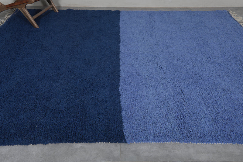 Large Moroccan Rug - 8.2 x 10.4 Feet, Two-Tone Blue | Handwoven Berber Style