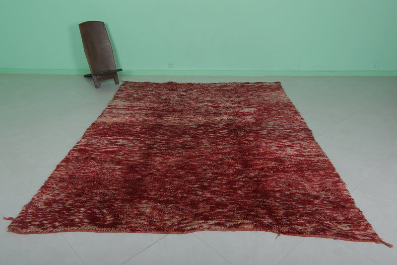 Red Moroccan Rug 7.3 ft x 9.4 ft