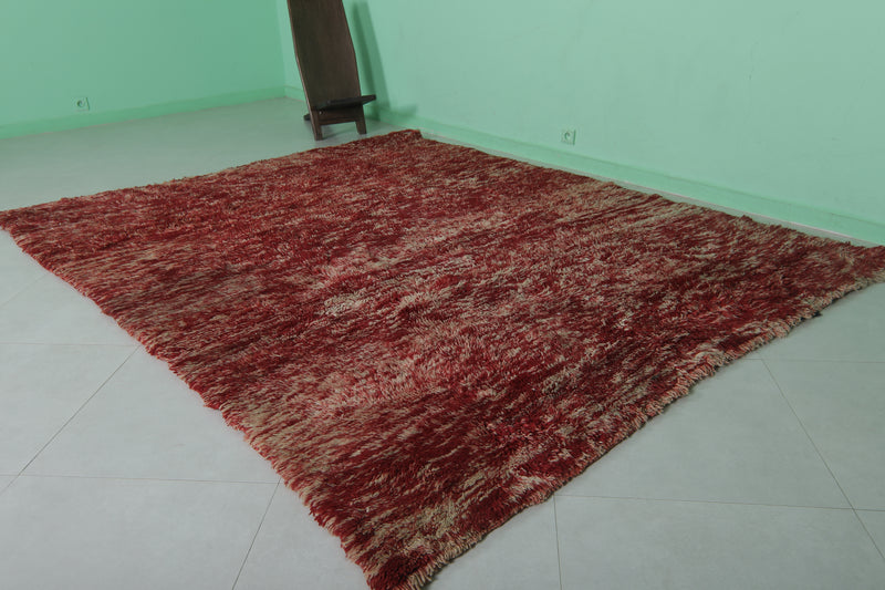 Red Moroccan Rug 7.3 ft x 9.4 ft