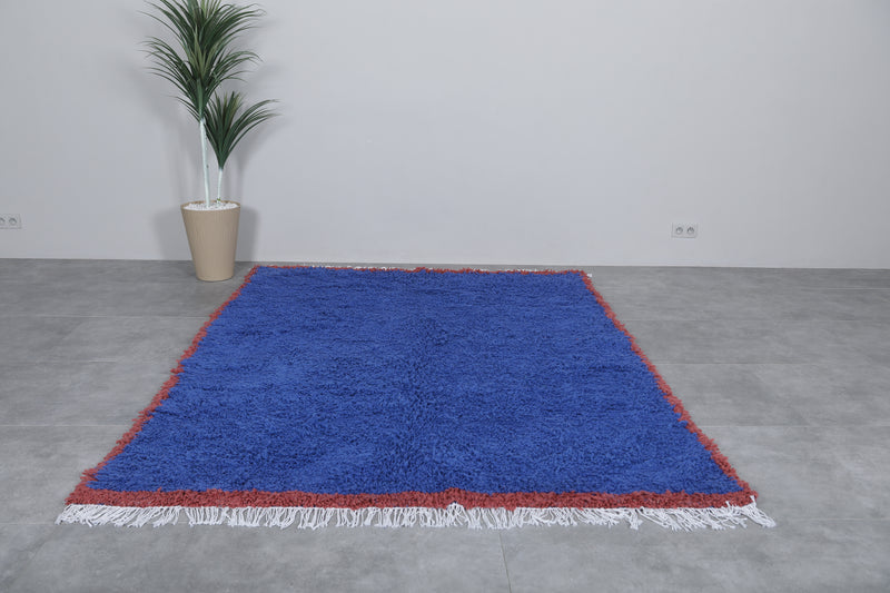 Blue Moroccan Rug - 5.4 x 8.5 Feet | Handmade Wool Carpet