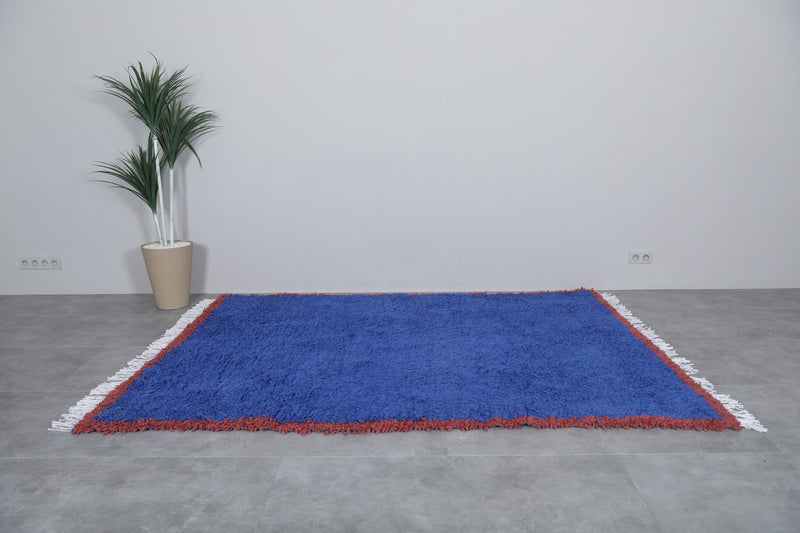 Blue Moroccan Rug - 5.4 x 8.5 Feet | Handmade Wool Carpet