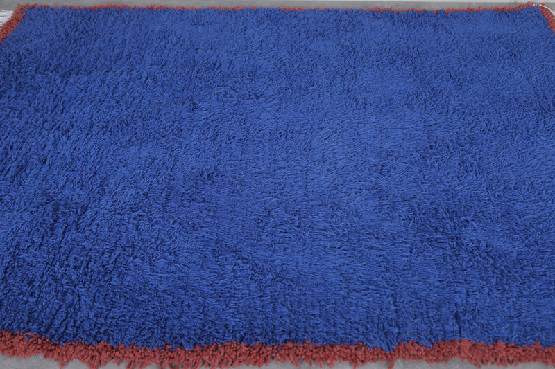 Blue Moroccan Rug - 5.4 x 8.5 Feet | Handmade Wool Carpet