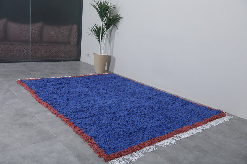 Blue Moroccan Rug - 5.4 x 8.5 Feet | Handmade Wool Carpet