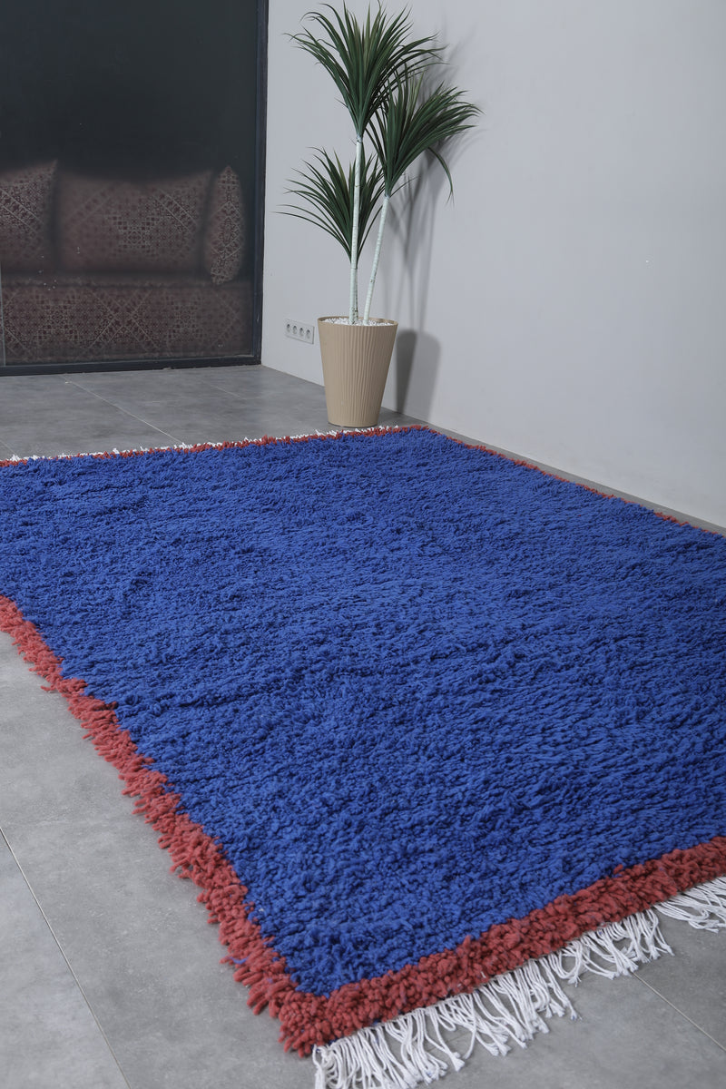 Blue Moroccan Rug - 5.4 x 8.5 Feet | Handmade Wool Carpet