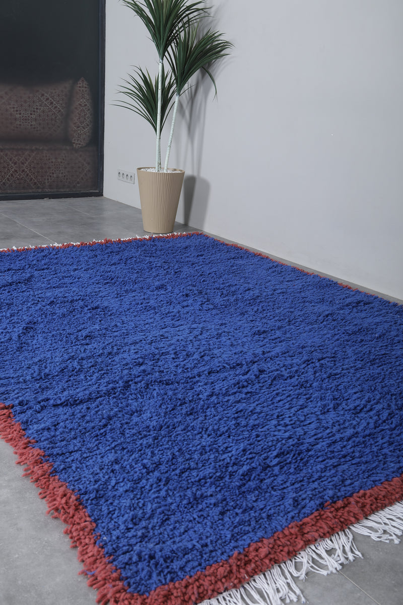 Blue Moroccan Rug - 5.4 x 8.5 Feet | Handmade Wool Carpet