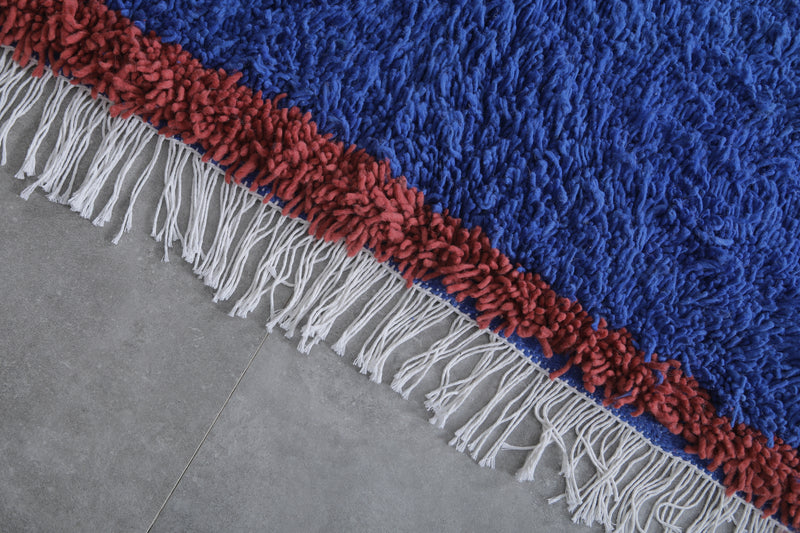 Blue Moroccan Rug - 5.4 x 8.5 Feet | Handmade Wool Carpet