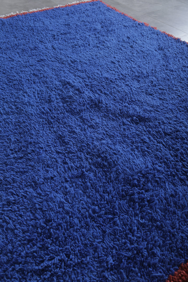 Blue Moroccan Rug - 5.4 x 8.5 Feet | Handmade Wool Carpet